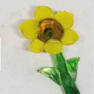 VIDRIO ARTÍSTICO AMARILLO NARANJA TALLO LARGO VIDRIO FLOR SWIZZLE AGITADOR PALO 8 7/8" - Imagen 1 de 4