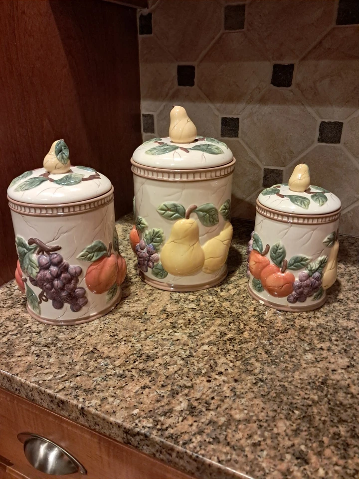 Juego Bote Cocina Cerámica, Cristal Transparente Pompeya Fruta Diseño Estilo 6037001 Foto 1 de 1