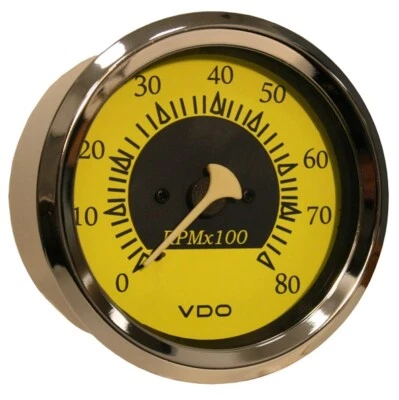 VDO Allentare Yellow / Blue 8000RPM 3-3/8" 85mm Outboard Tachometer 333-14758 - Image 1 of 2