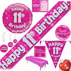 Pink Age 11th & Happy Birthday Party Decorations Bunting Banner Balloons swirls