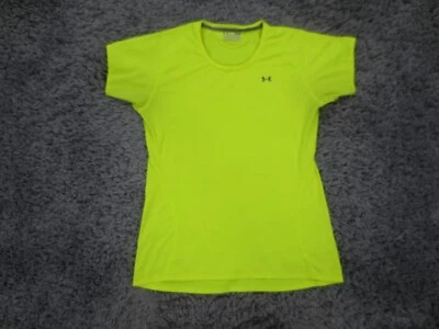 Under Armour Shirt Womens Medium Yellow-Green High Vis Heat Gear Semi Fitted Tee - Imagem 1 de 4