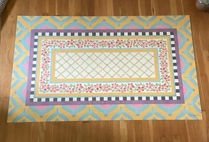 MACKENZIE CHILDS HITCHCOCK FIELD VINYL FLOOR MAT 3' x 5' OPEN BOX HARD TO FIND - Picture 1 of 5