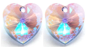 2 COLGANTES DE CORAZÓN SWAROVSKI 6228 RECUBIERTOS PERSONALIZADOS AZUL ZAFIRO CLARO GLACIAL, 10 MM - Imagen 1 de 2
