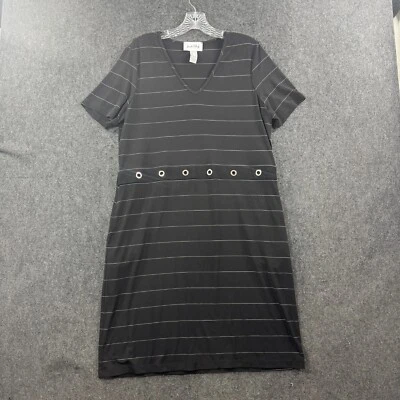 Joseph Ribkoff Dress Women's 12 Black White Striped Short Sleeve Stretch Shirt - Image 1 of 4