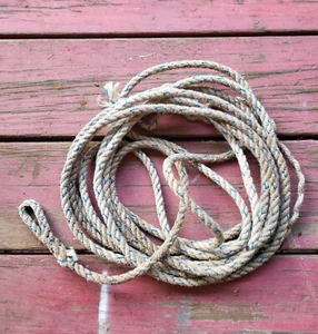 Vintage alter "im Ruhestand" Cowboy Lariat Lasso Seil Western Wanddeko Roper starke Gebrauchsspuren - Bild 1 von 5