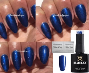 BLUESKY GEL POLISH BLUE SHIMMER MIDNIGHT SWIM AUTUMN WINTER 80539 LED UV SOAKOFF - Picture 1 of 4