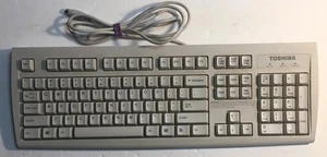 Toshiba KB-2971 Vintage Keyboard Computer Clicks Off White Office PS2 - Picture 1 of 7