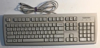 Toshiba KB-2971 Vintage Keyboard Computer Clicks Off White Office PS2 - Image 1 of 4