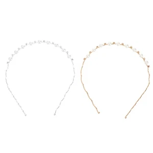 Fascia per capelli elegante cristallo perlato retrò 2 pezzi fascia per capelli vestito - Foto 1 di 12