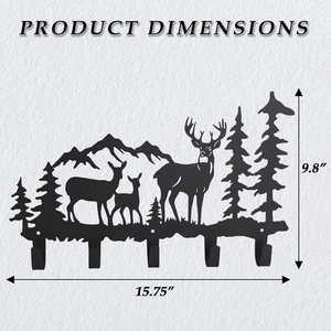 Deer Wall Hook Rack Metal 5 Hook Powder Coated Heavy Duty Man Cave Entryway Deco - Picture 1 of 4