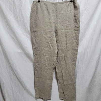 FLAX 100% Linen Pull On Pants Women size Large Beige - Image 1 of 4