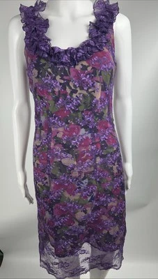 ANNA SUI Vintage Rosa Floral Camuflaje Púrpura Encaje Boho Gótico Romance Oscuro Y2K Talla 4 Foto 1 de 4