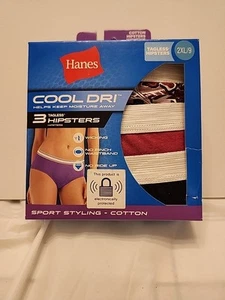 Hanes Cool Dri Womans Tagless Hipsters Size 9 2XL (3-Pack) Underwear - Picture 1 of 2