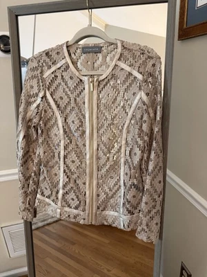 Bagatelle Collection Nude Lace Zip Jacket Women’s S Elegant Sheer Chic - Image 1 of 4