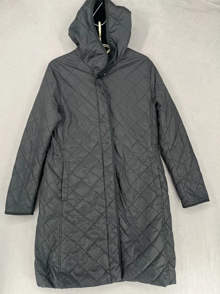 Chaqueta Uniqlo Mujer Mediana Negra Longline Acolchada Abrigo Capucha Forrada de Vellón Foto 1 de 4