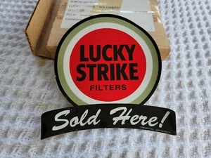 (2) 1999 Lucky Strike Sold Here Store Window Stickers ~ Double Sided ~ 7" x 6.5" - Picture 1 of 8