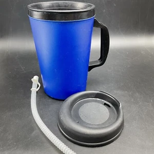 Aladdin Blue Travel Mug Cup w  Black Lid & Interior 32 Oz 1 QT USA Vintage - Picture 1 of 9