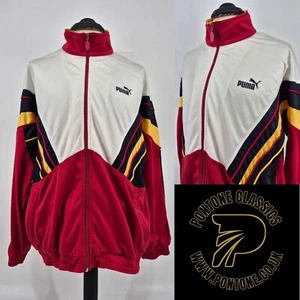 Vintage Puma 80s Track Top L XL made in Thailand White Black Yellow Red - Picture 1 of 8
