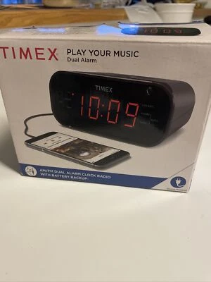 TIMEX AM/FM Dual Alarm Clock Radio T231GRY Plays Music From Your Smart Phone - Image 1 of 4
