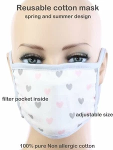 Herzen Baumwolle wiederverwendbare Gesichtsmaske mit Filtern - Bild 1 von 1