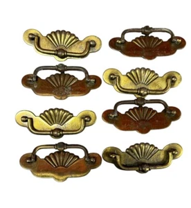 1980s Vintage Drawer Pulls Brass Handles Hardware Set of 8 - Picture 1 of 5