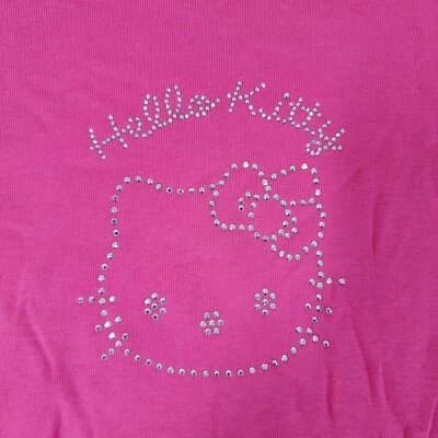 Camisa Top Sanrio Hello Kitty Rosa Caliente Manga Corta NUEVA NOS Brillante GRANDE Foto 1 de 4