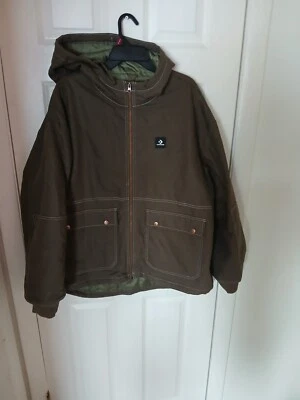 Chaqueta Acolchada Converse Para Hombre M Marrón Gráfico Cremallera Completa Con Capucha Bordada TALLA N92 Foto 1 de 3