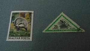 1952 Estampilla de pájaro triángulo de gulipane 1979 estampilla húngara tejón europeo Maygar - Imagen 1 de 5