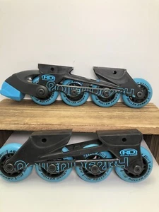 ROLLER DERBY Inline Wheels - Set of Two (2) / blue & Black / Frames / Heel Stop - Picture 1 of 2