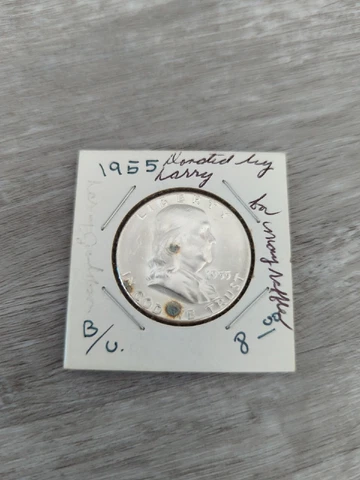 1955 50C Franklin Half Dollar UNC slight toning Cover