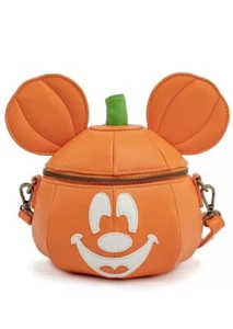 Disney Loungefly Mickey Jack-O-Lantern Pumpkin Glow in the dark Crossbody Bag - Picture 1 of 6