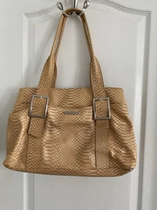 Kenneth Cole New York Ladies Ten Croc Embossed Large Leather Handbag - Picture 1 of 12