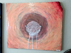 Original art Hanging Bas Relief Sculpture by dark artist EMMA GLENN : " MILK " - Picture 1 of 1