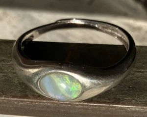 Anillo de plata esterlina ajustable ópalo australiano sólido natural hecho a mano turquesa - Imagen 1 de 7