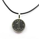 Pendant Coin Authentic " France " 1 Centime Cob + Cord Leather No