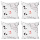 Sketchy Pillow cushion set of 4 Koi Fish Swimming Art