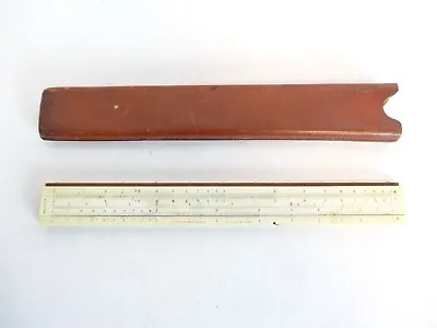 Antique Keuffel & Esser Polyphase 4053-3 Wooden 10  Slide Ruler W Leather Case • 93.88$