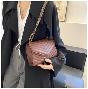 Tasche Gesteppt Kette Schulterriemen Umhängetasche Damen Klappe Party Neu - Bild 1 von 18