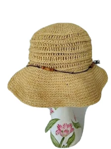 LOFT ANN TAYLOR PAPER STRAW CRUSHABLE CROUCHED WIDE-BRIM SUN HAT, New - Picture 1 of 5