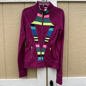 Ivivva Perfect Your Practice Zip Up Jacket Thumbholes Girl’s Size 12 Magenta - Picture 1 of 6