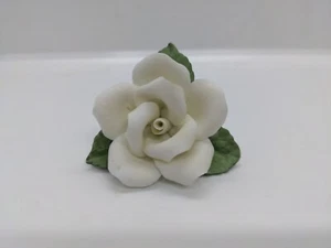 Andrea by Sadek Rose porcelain rose flower white rare variation three leaf - Picture 1 of 9