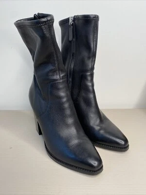 Bota Michael Kors Vero Cuoio Mid Cuero Negro Punta Cremallera Botín Talla 6 Foto 1 de 4