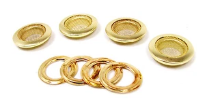 4pc. Beautiful Shiny 1" Brass Screened Grommets with Matching Washers - Picture 1 of 4