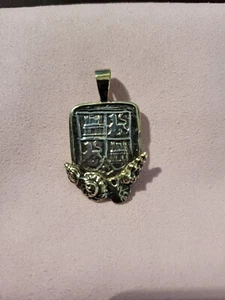 Atocha Treasure Galleon Silver Coin Pendant with Gold Overlay Bezel and COA 4.7g - Picture 1 of 7