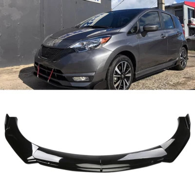 Glossy Black Front Bumper Lip Spoiler Splitter Body Kit For Nissan Versa Note Foto 1 de 4