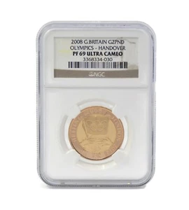 2008 Gran Bretaña G2PND Olimpiadas Entrega NGC PF69 Muy Camafeo Oro Moneda - Imagen 1 de 2
