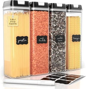 Food Storage Containers for Kitchen Organization - Pack of 4 Bpa-Free Airtight O - Picture 1 of 12