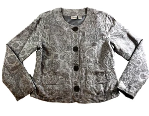 Chico's Womens Silk Blend Blazer Sz 1 US 8 Paisley Button-Up Long Sleeve - Picture 1 of 14