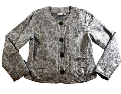 Chico's Womens Silk Blend Blazer Sz 1 US M Paisley Button Up Long Sleeve Lined - Image 1 of 4