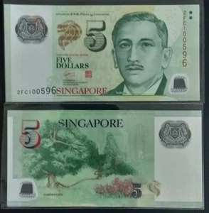 SINGAPORE 5 DOLLARS POLYMER no symbol back Goh Chok Tong Sign P42a - Picture 1 of 1
